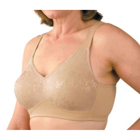 Classique Post Mastectomy Bra 42A Beige Wireless Superior Shaping Pockets 769E - Picture 1 of 7